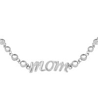Sterling Silver Adjustable Bead Bracelet with "Mom" Text