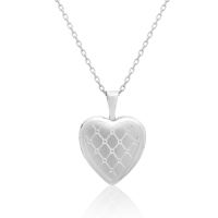 Sterling Silver Lattice Heart Locket Necklace, 18 Inches
