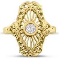 1/10ct Diamond Cathedral Ring in Yellow Gold