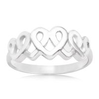 Sterling Silver Interlocking Hearts Ring