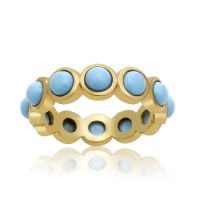 10 Carat Turquoise Eternity Ring In 14K Yellow Gold
