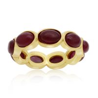 10 Carat Ruby Eternity Ring In 14K Yellow Gold Over Sterling Silver