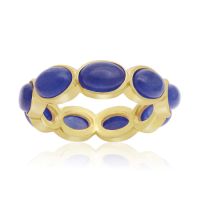 10 Carat Blue Sapphire Eternity Ring In 14K Yellow Gold Over Sterling Silver
