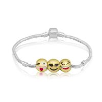 18K Gold Plated Emoji Charm Bracelet, 3 Charms Total!