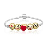 18K Gold Plated Emoji Charm Bracelet, 5 Charms Total!

