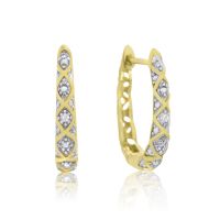 Delicate Diamond Hoop Earrings in Gold Overlay
