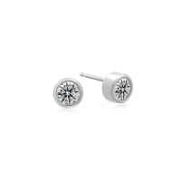 1/5 Carat Bezel Set Diamond Stud Earrings Crafted In 14 Karat White Gold
