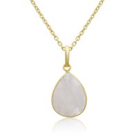 10 Carat Moonstone Pear Shape Necklace In 18 Karat Gold Overlay, Free Chain