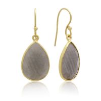 12 Carat Labradorite Teardrop Earrings in 18 Karat Gold Overlay