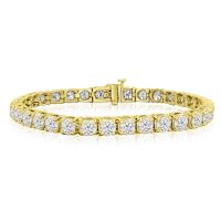6.5 Inch 14K Yellow Gold 8 1/2 Carat TDW Round Diamond Tennis Bracelet (J-K, I2-I3)