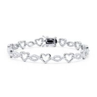 Nearly 1 Carat Diamond Heart Bracelet In Platinum Overlay