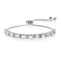 5 1/2 Carat White Topaz Adjustable Bolo Slide Tennis Bracelet
