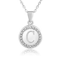 C Initial Diamond Necklace In Sterling Silver, 18 Inches