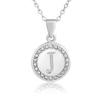 J Initial Diamond Necklace In Sterling Silver, 18 Inches