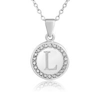 L Initial Diamond Necklace In Sterling Silver, 18 Inches