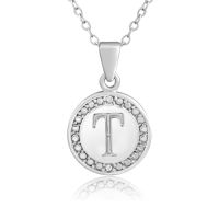 T Initial Diamond Necklace In Sterling Silver, 18 Inches