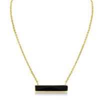 10 Carat Black Onyx Bar Necklace In Yellow Gold Overlay