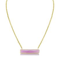 10 Carat Raspberry Quartz Bar Necklace In Yellow Gold Overlay

