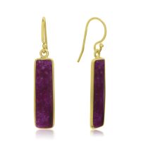 10 Carat Ruby Bar Earrings In 14k Yellow Gold Overlay 1 Inch

