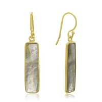 10 Carat Pyrite Bar Earrings In 14kt Yellow Gold Overlay 1 Inch

