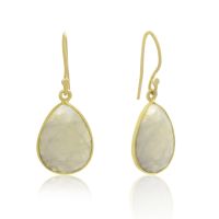 12 Carat Moonstone Teardrop Earrings in 18 Karat Gold Overlay