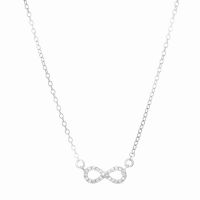 Sterling Silver Cubic Zirconia Delicate Infinity Pendant Necklace

