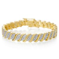 1/4 Carat Classic Diamond Tennis Bracelet In Yellow Gold Overlay