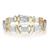 Two-Tone 1 Carat Diamond X Tennis Bracelet