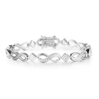 Diamond Infinity Bracelet in Platinum Overlay