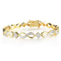 Diamond Infinity Bracelet in Yellow Gold Overlay