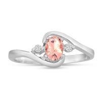 1/2ct Morganite and Diamond Ring In 14K White Gold
