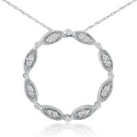 1/4 Carat Diamond Circle Dainty Pendant, Sterling Silver