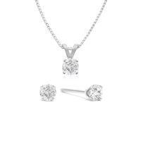 1/4 Carat Diamond Stud Earrings and Necklace