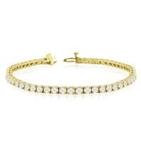 6.5 Inch 14K Yellow Gold 7 1/2 Carat TDW Round Diamond Tennis Bracelet (J-K, I2-I3)