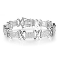 1 Carat Diamond X Tennis Bracelet in White Gold Overlay