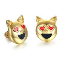 Purrfect Smiling Cat With Heart Eyes Emoji Earrings
