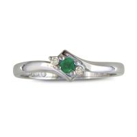 Dainty Bypass Emerald and Diamond Ring in 10k Rose Gold