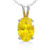 1/2 Carat Oval Shape Citrine Necklace In Sterling Silver, 18 Inches