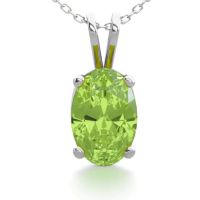 1/2 Carat Oval Shape Peridot Necklace In Sterling Silver, 18 Inches
