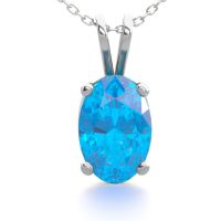1/2 Carat Oval Shape Blue Topaz Necklace In Sterling Silver, 18 Inches