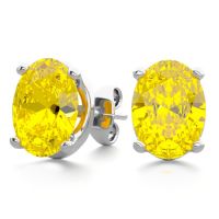 2 Carat Oval Shape Citrine Stud Earrings In Sterling Silver