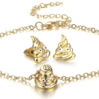 Pile Of Poop Emoji Earrings and Anklet Set
