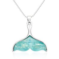 Platinum Overlay Opal Whale Tail Necklace, 18 Inches