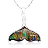 Platinum Overlay Black Opal Whale Tail Necklace, 18 Inches