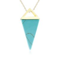 Yellow Gold Turquoise Geo Prism Necklace, 18 Inches