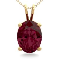 1 1/2 Carat Oval Shape Garnet Necklace In 14K Yellow Gold Over Sterling Silver, 18 Inches