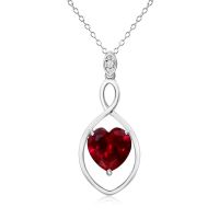 5 Carat Ruby Heart Infinity Necklace in Sterling Silver