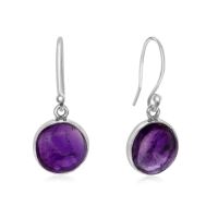 7 Carat Cabochon Cut Amethyst Earrings In Sterling Silver