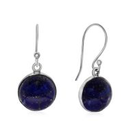 8 1/2 Carat Cabochon Cut Blue Lapis Earrings In Sterling Silver