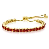 Ruby Crystal Adjustable Bolo Bracelet In Gold Overlay